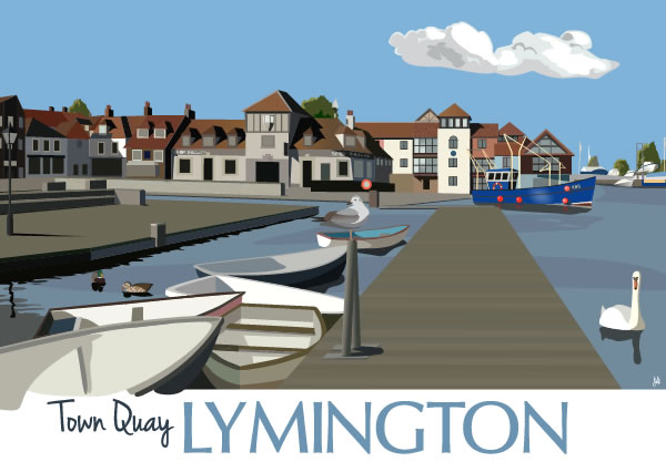 Pack of 5 postcards (Town Quay, Lymington)