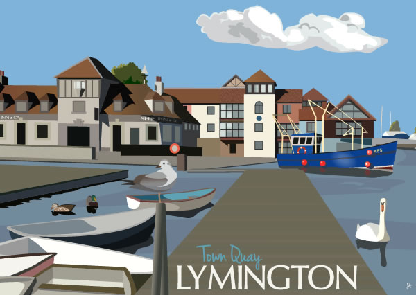 Pack of 5 postcards (Town Quay, Lymington)
