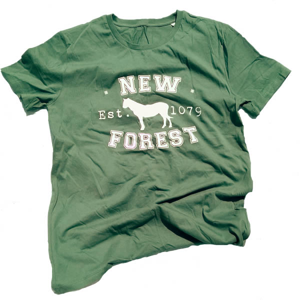 Men's T-shirt - Classic New Forest Pony silhouette (White print on Forest Green T-shirt)