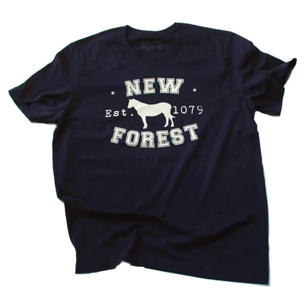 Men's T-shirt - Classic New Forest Pony silhouette (White print on Navy Blue T-shirt)