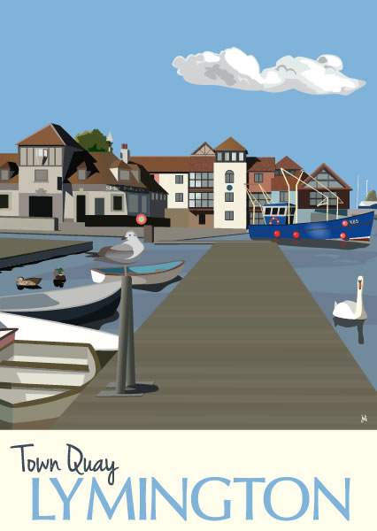 Pack of 5 postcards (Town Quay, Lymington)